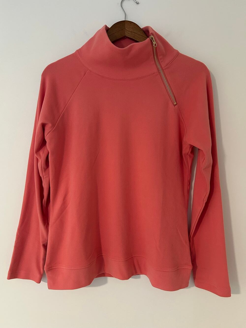 Duffield Lane The Bowen in Rosy Peach Pink Supersoft Pullover Gold Zipper GUC S